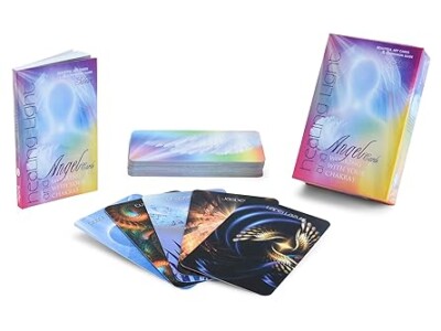 Angel oracle card deck with a companion guidebook, featuring beautifully illustrated cards designed for chakra healing, spiritual guidance, and self-reflection