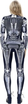 Futuristic bodysuit featuring a detailed robotic exoskeleton design, perfect for cosplay, sci-fi enthusiasts, or a bold statement look